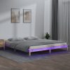 LED posteljni okvir 140x200 cm trden les