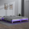 LED posteljni okvir bel 200x200 cm trden les