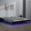 LED posteljni okvir črn 150x200 cm 5FT trden les