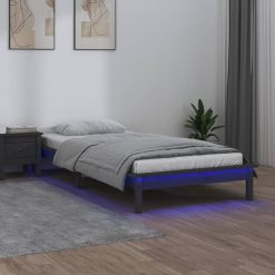 LED posteljni okvir siv 75x190 cm 2FT6 trden les