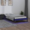 LED posteljni okvir siv 90x200 cm trden les