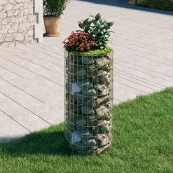 Okrogla visoka greda gabion pocinkano jeklo Ø50x100 cm