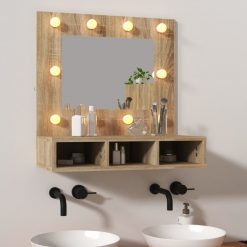Omarica z ogledalom in LED lučkami sonoma hrast 60x31