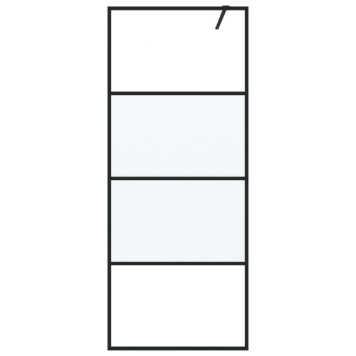 Pregrada za tuš črna 80x195 cm delno motno ESG steklo