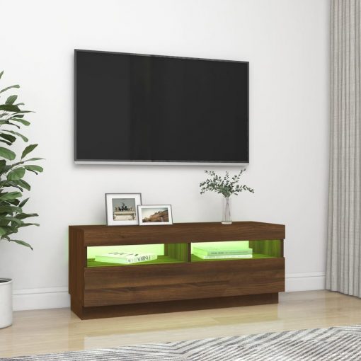 TV omarica z LED lučkami rjavi hrast 100x35x40 cm