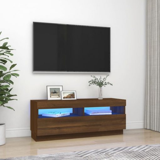 TV omarica z LED lučkami rjavi hrast 100x35x40 cm