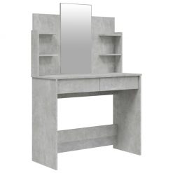 Toaletna mizica z ogledalom betonsko siva 96x40x142 cm