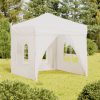 Zložljiv vrtni šotor s stranicami bel 2x2 m
