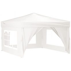 Zložljiv vrtni šotor s stranicami bel 3x3 m