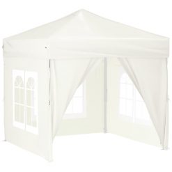Zložljiv vrtni šotor s stranicami krem 2x2 m