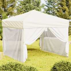 Zložljiv vrtni šotor s stranicami krem 3x3 m