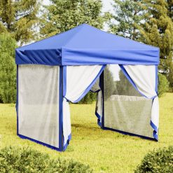 Zložljiv vrtni šotor s stranicami moder 2x2 m