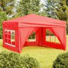 Zložljiv vrtni šotor s stranicami rdeč 3x3 m