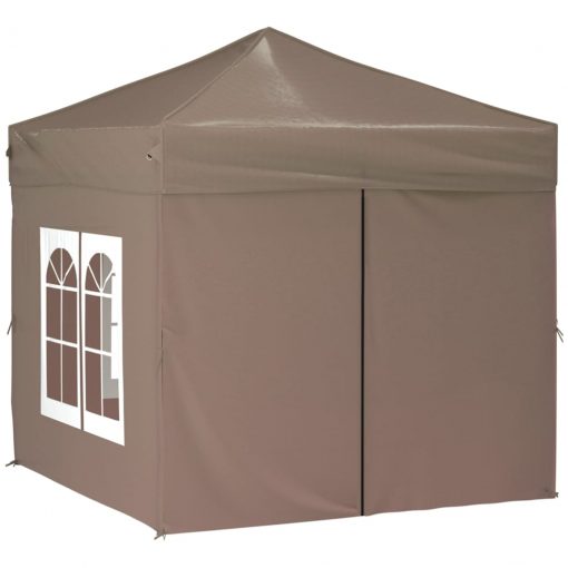 Zložljiv vrtni šotor s stranicami taupe 2x2 m