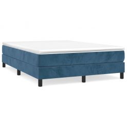 Box spring posteljni okvir temno moder 140x190 cm žamet