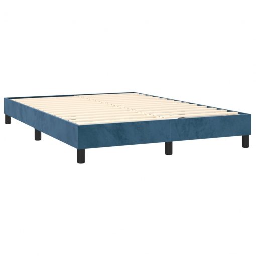 Box spring posteljni okvir temno moder 140x190 cm žamet