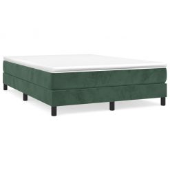 Box spring posteljni okvir temno zelen 140x190 cm žamet