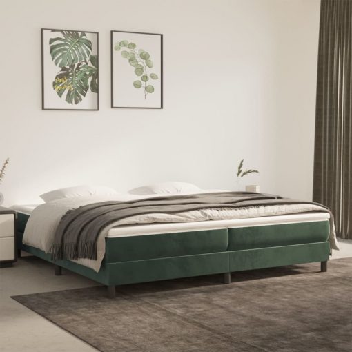 Box spring posteljni okvir temno zelen 200x200 cm žamet