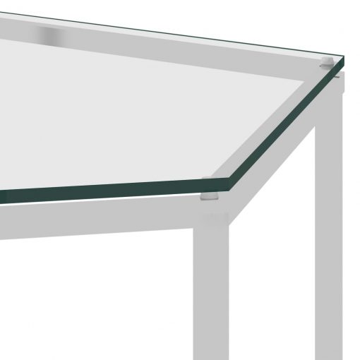 Klubska mizica srebrna 60x53x50 cm nerjaveče jeklo in steklo