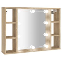 Omarica z ogledalom in LED lučkami sonoma hrast 76x15x55 cm