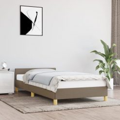 Posteljni okvir z vzglavjem taupe 90x200 cm blago