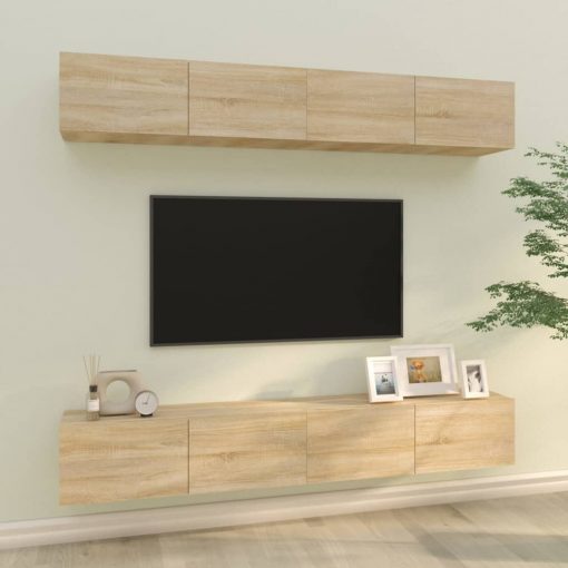 Stenske TV omarice 4 kosi sonoma hrast 100x30x30 cm