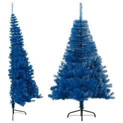Umetna polovična novoletna jelka s stojalom modra 120 cm PVC