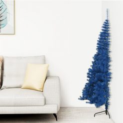 Umetna polovična novoletna jelka s stojalom modra 180 cm PVC
