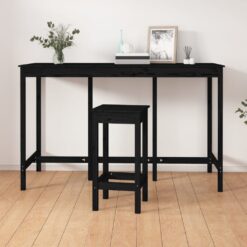 Barska miza črna 180x80x110 cm trdna borovina