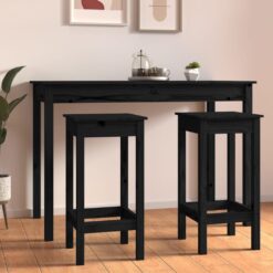 Barski stol 2 kosa črne barve 40x40x78 cm trdna borovina