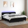Box spring postelja z vzmetnico LED črna 180x200 cm blago