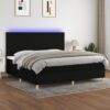 Box spring postelja z vzmetnico LED črna 200x200 cm blago