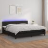 Box spring postelja z vzmetnico LED črna 200x200cm umetno usnje