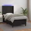 Box spring postelja z vzmetnico LED črna 80x200 cm umetno usnje