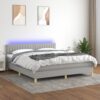 Box spring postelja z vzmetnico LED sv. siva 180x200 cm blago