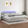 Box spring postelja z vzmetnico LED sv. siva 200x200 cm blago