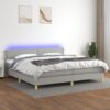 Box spring postelja z vzmetnico LED sv. siva 200x200 cm blago