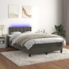 Box spring postelja z vzmetnico LED temno siva 120x200 cm žamet