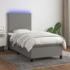 Box spring postelja z vzmetnico LED temno siva 90x200 cm blago