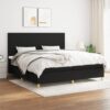 Box spring postelja z vzmetnico črn 200x200 cm blago
