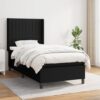 Box spring postelja z vzmetnico črn 90x190 cm blago