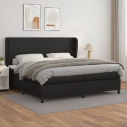 Box spring postelja z vzmetnico črna 200x200 cm umetno usnje