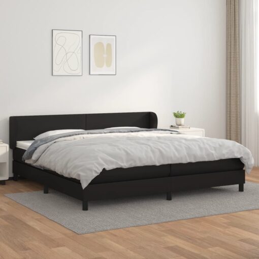 Box spring postelja z vzmetnico črna 200x200 cm umetno usnje