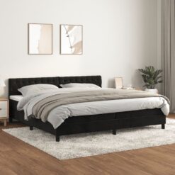 Box spring postelja z vzmetnico črna 200x200 cm žamet