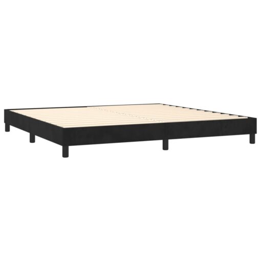 Box spring postelja z vzmetnico črna 200x200 cm žamet - Image 4