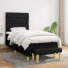 Box spring postelja z vzmetnico črna 90x200 cm blago