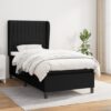 Box spring postelja z vzmetnico črna 90x200 cm blago