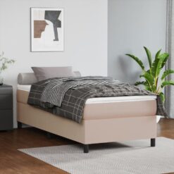 Box spring postelja z vzmetnico kapučino 80x200 cm umetno usnje