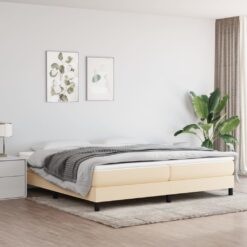 Box spring postelja z vzmetnico krem 200x200 cm blago