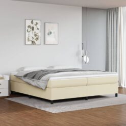 Box spring postelja z vzmetnico krem 200x200 cm umetno usnje